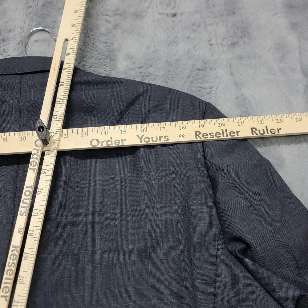 Lauren Ralph Lauren Suit Jacket Mens 48R Gray Check Wool Slim Fit 2 Button Notch